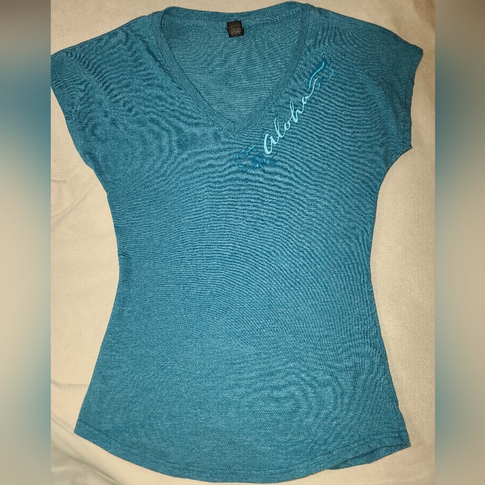 Anvil tri-blend | Teal Green Aloha t-shirt from Hawaii size Small